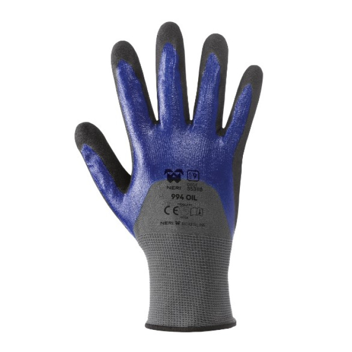 LUVA 100% NYLON REVESTIDA EM NITRILO 3/4 RECOBERTA AZUL/PRET