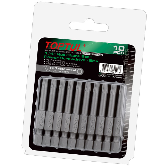 BIT TORX P/APARAFUSADORA 1/4" T30x50(L)mm 10PÇS (BLISTER)