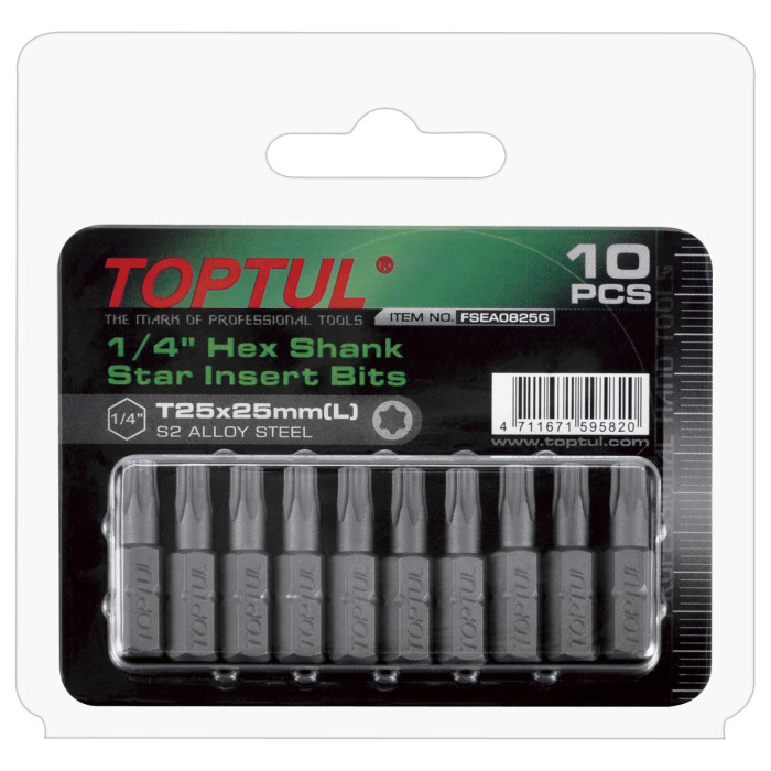 BIT TORX 1/4" T40x25(L)mm 10PÇS (BLISTER)