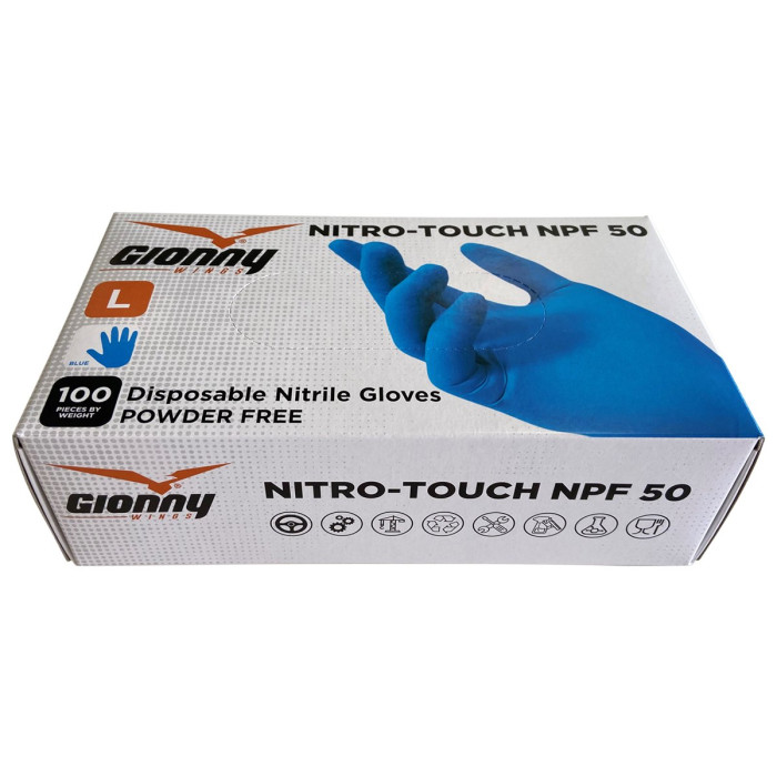 LUVA DESCARTAVEL NITRILO AZUL S/ PÓ CX 100 NITRO-TOUCH NPF50