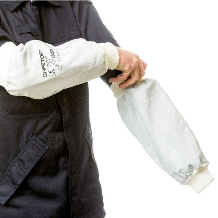 MANGUITO SOLDADOR EM CRUTE 42CM C/ PUNHOS ELÁSTICOS SAFETOP